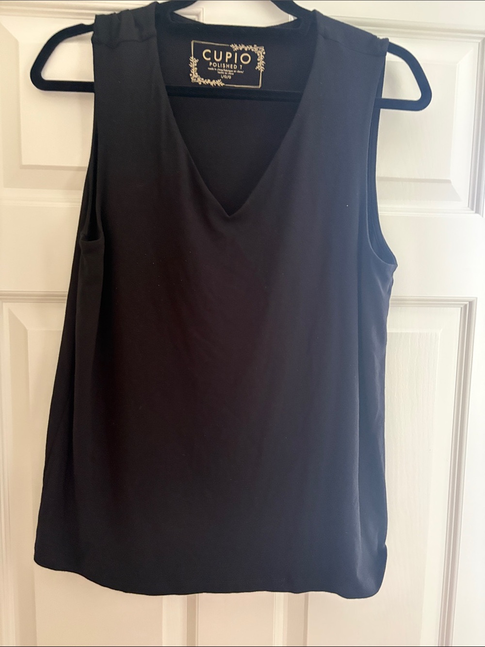 Cupio Black Polished V-Neck Sleeveless Camisole